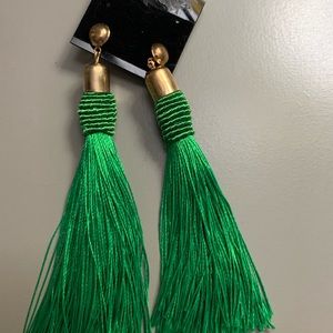 Green tassel earrings